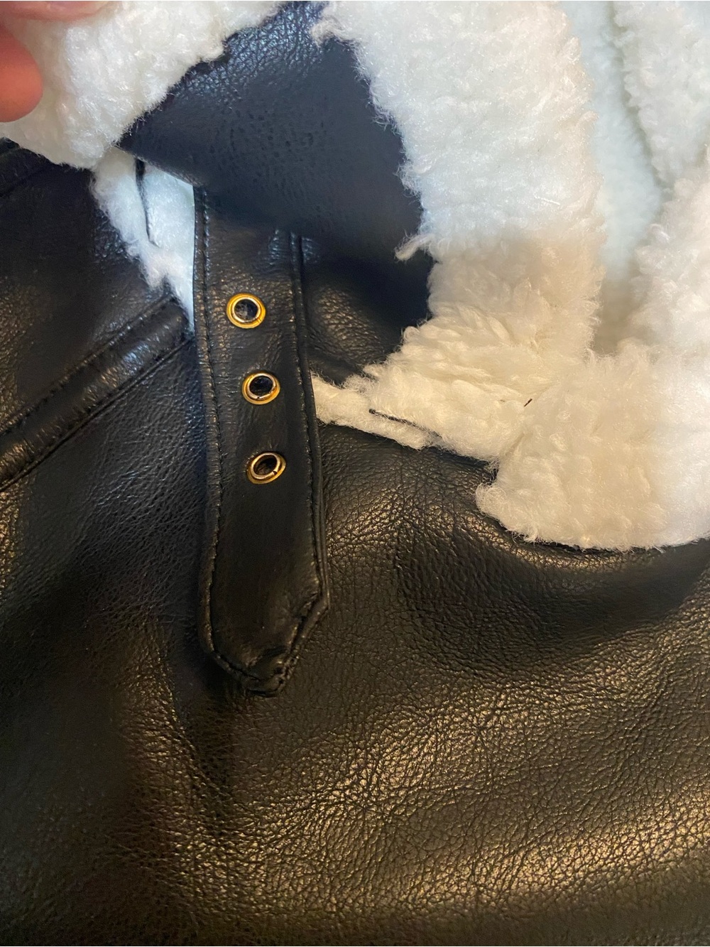 Faux Leather Sherpa Lined Slim Winter Coat Jacket Juniors / Woman's Size Small - Picture 8 of 16